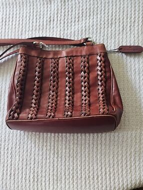 Woven Leather Crossbody Bag - Brown